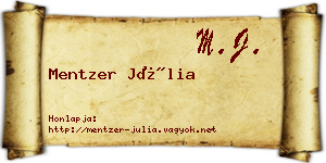 Mentzer Júlia névjegykártya